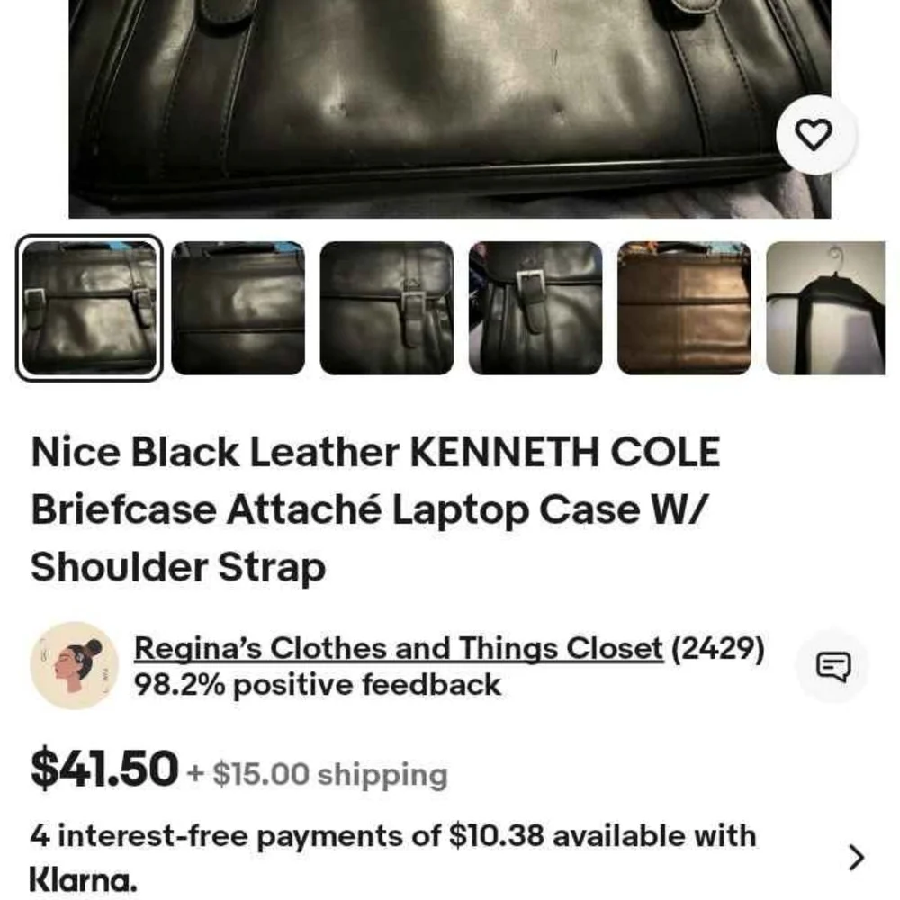 Black Leather Kenneth Cole Laptop Bag